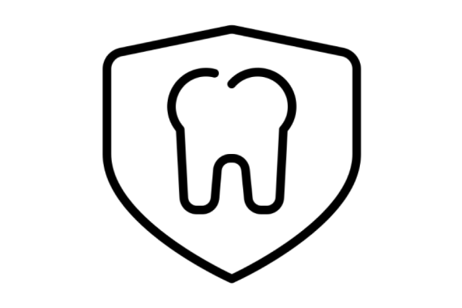 Icon of a tooth inside of a shield