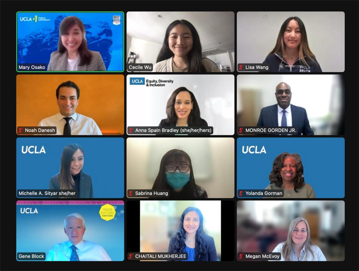 Zoom meeting screenshot of various campus leadership members (outlined in article)