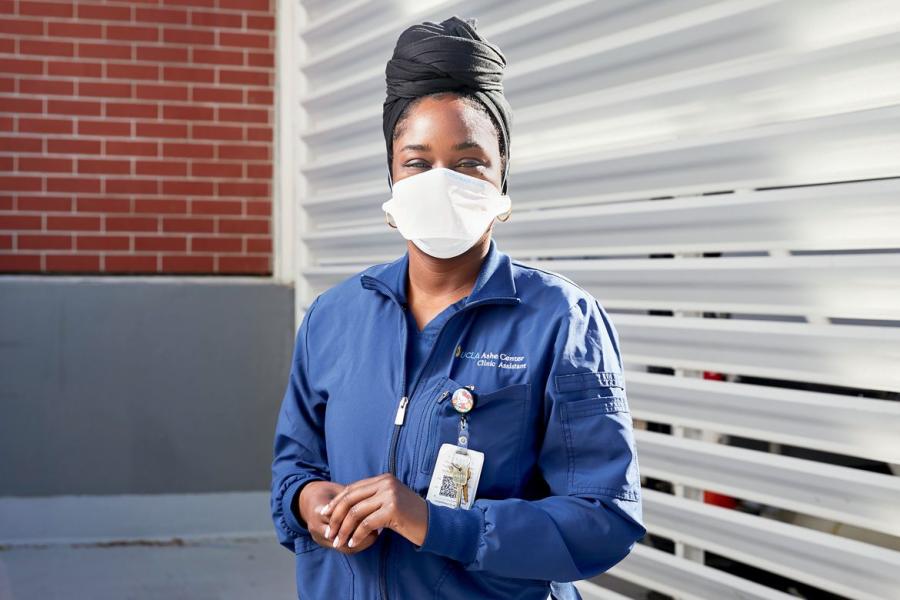 COVID Nurse in jacket with face mask