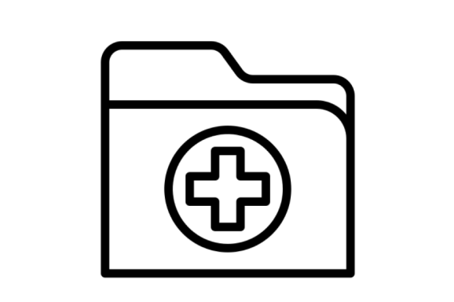 Icon of a folder with a cross