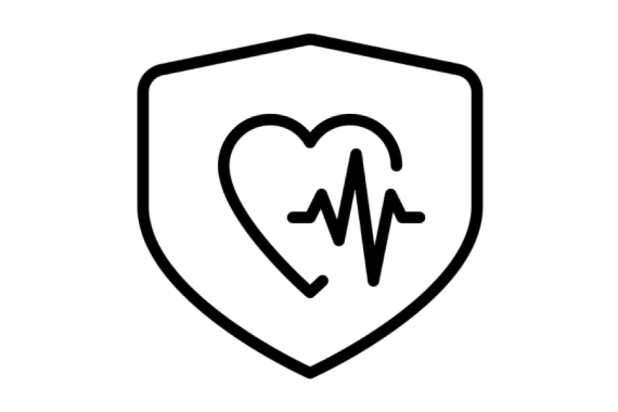 Icon of a heart inside a shield