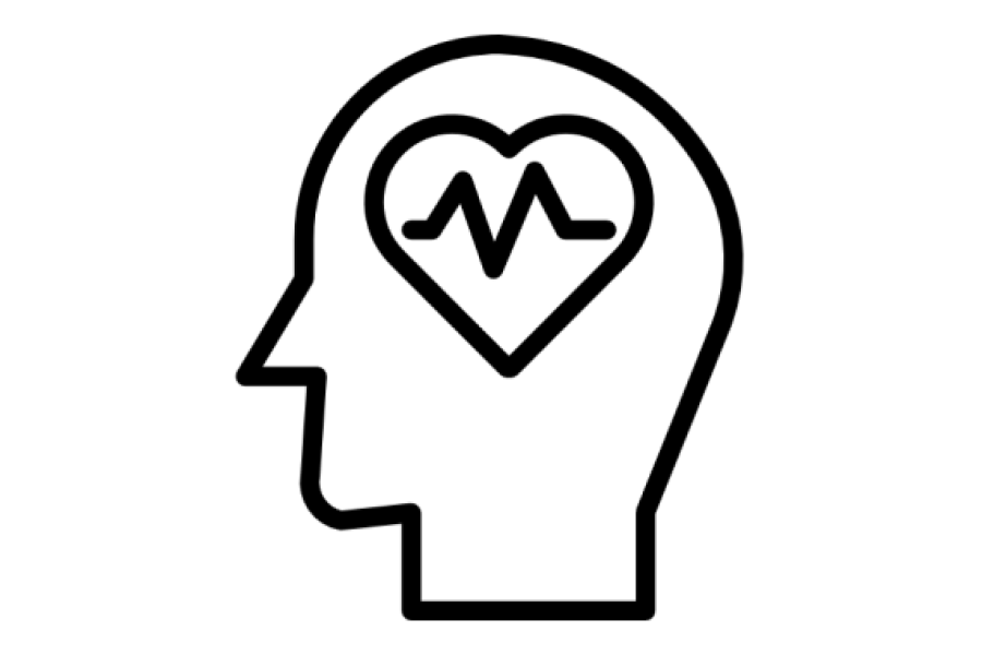 Icon of a heart inside of a person's head