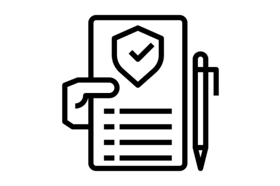 Icon of a hand holding a contract with a pen