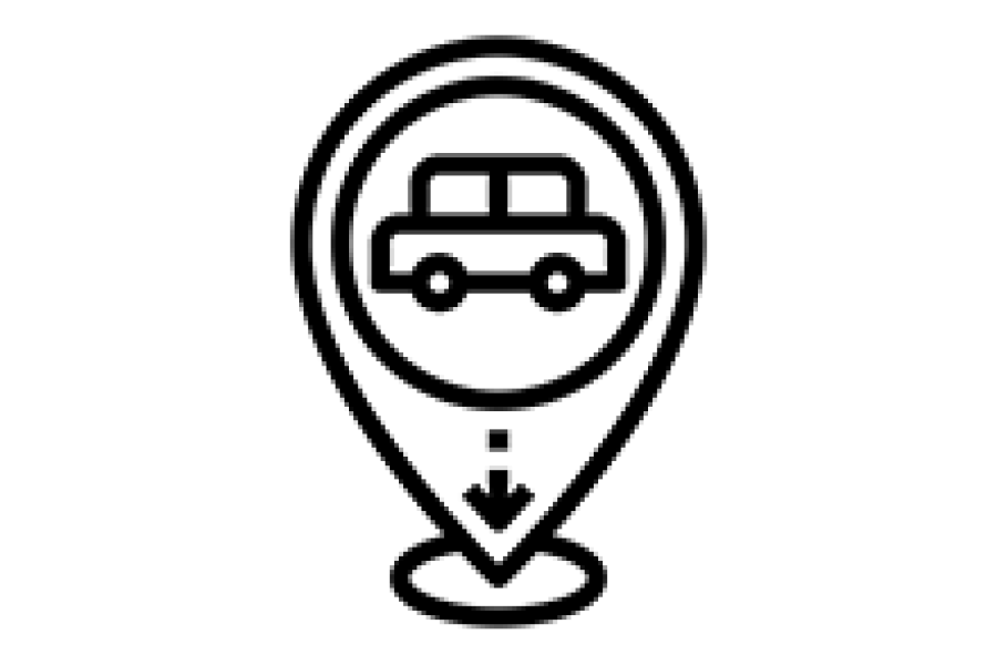 Clip art icon of automobile on a map