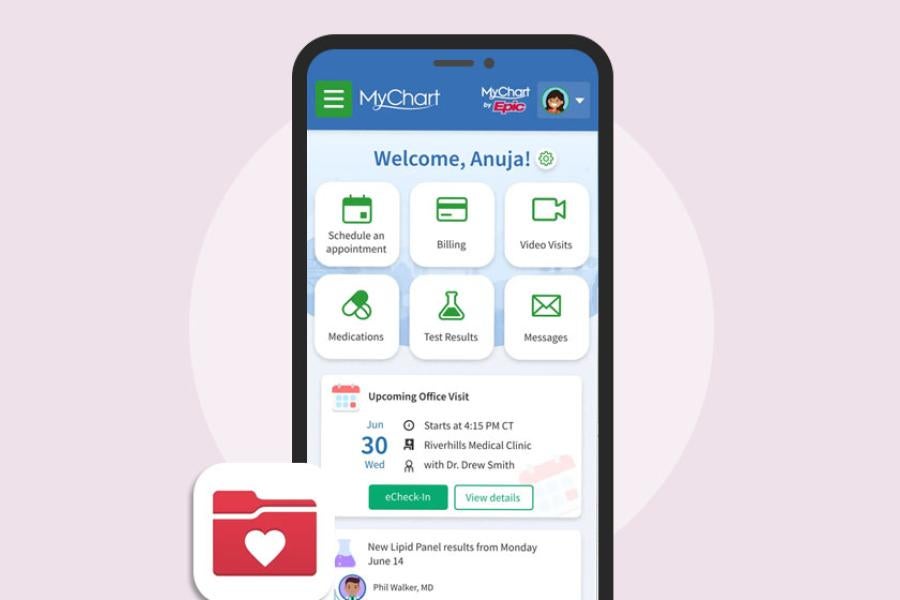 MyChart graphic tile for Epic page