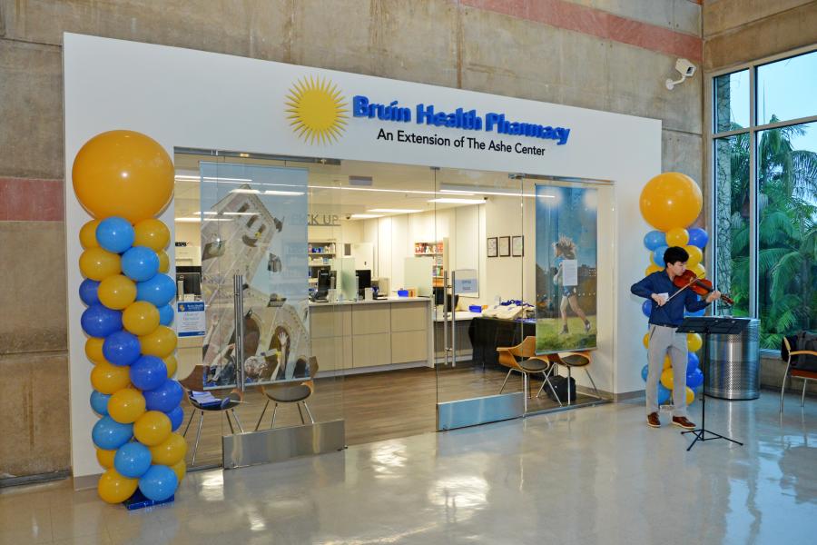 Exterior shot from hallway of Bruin Health Pharmacy