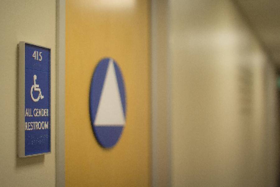 All Gender Restroom Sign on Bathroom Door